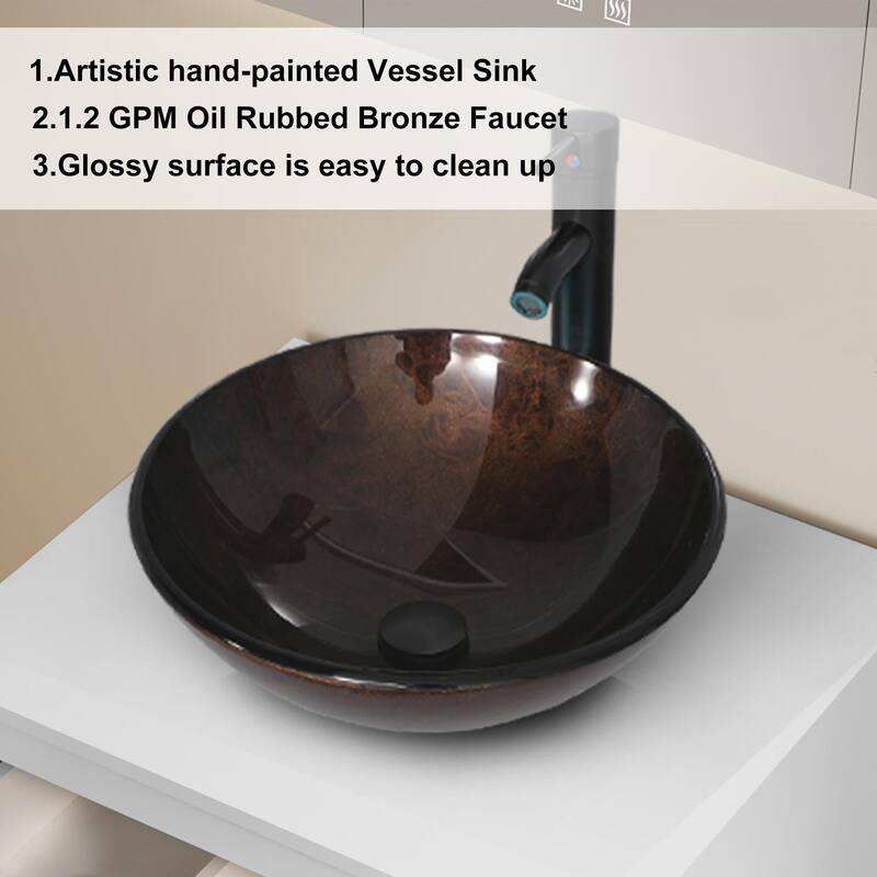 Modern Wall Mounted Bathroom Vanity Set with Vessel Sink & Faucet