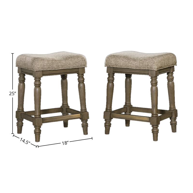 Copper Grove Palestina Roasted Oak Backless Stools (Set of 2)