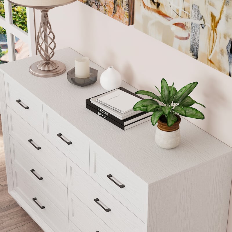 Storage Dresser Organizer TV Stand Chest of Drawers Brown White