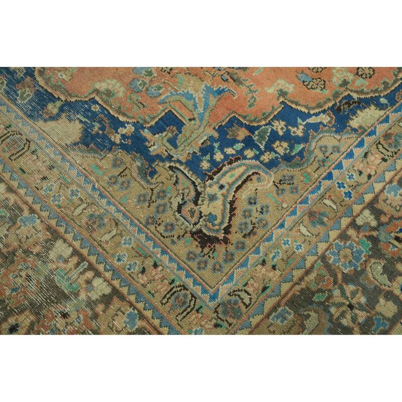 Hand Knotted Oriental 100% Wool Carpet Traditional Floral Oranges & Rust Mashad Area Rug - 12' 5'' X 9' 7''