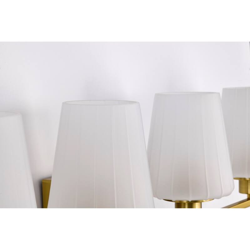 Lune 4 Light Vanity Vintage Brass Finish Etched White Glass - Vintage Brass