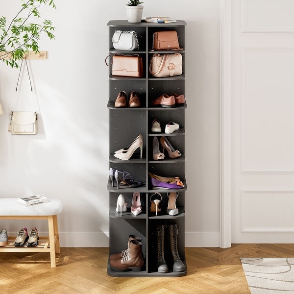 スリッパラック 36 Pair Rotating Shoe Rack with Adjustable Shelves - 73.2'' H X