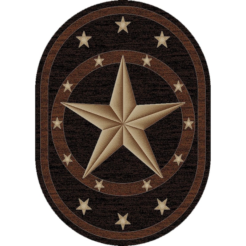 Mayberry Hearthside Western Star Lodge Area Rug - 7'10" x 9'10" Oval - Black