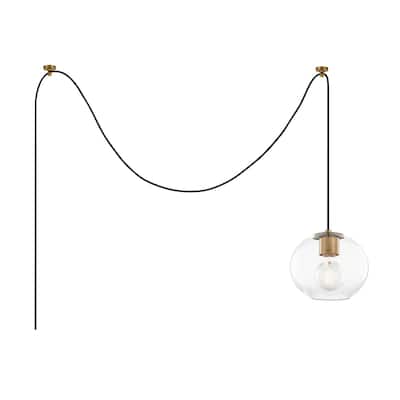 Mitzi by Hudson Valley Margot 7-inch Aged Brass Pendant, Clear Glass