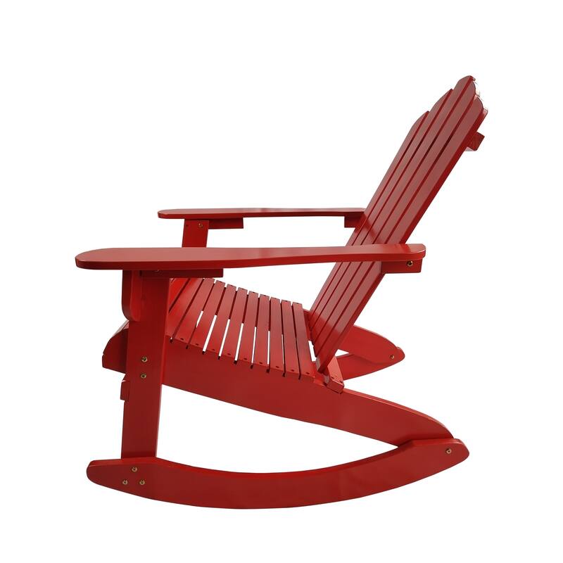 Reclining Wood Outdoor Rocking Adirondack Chair in Red
