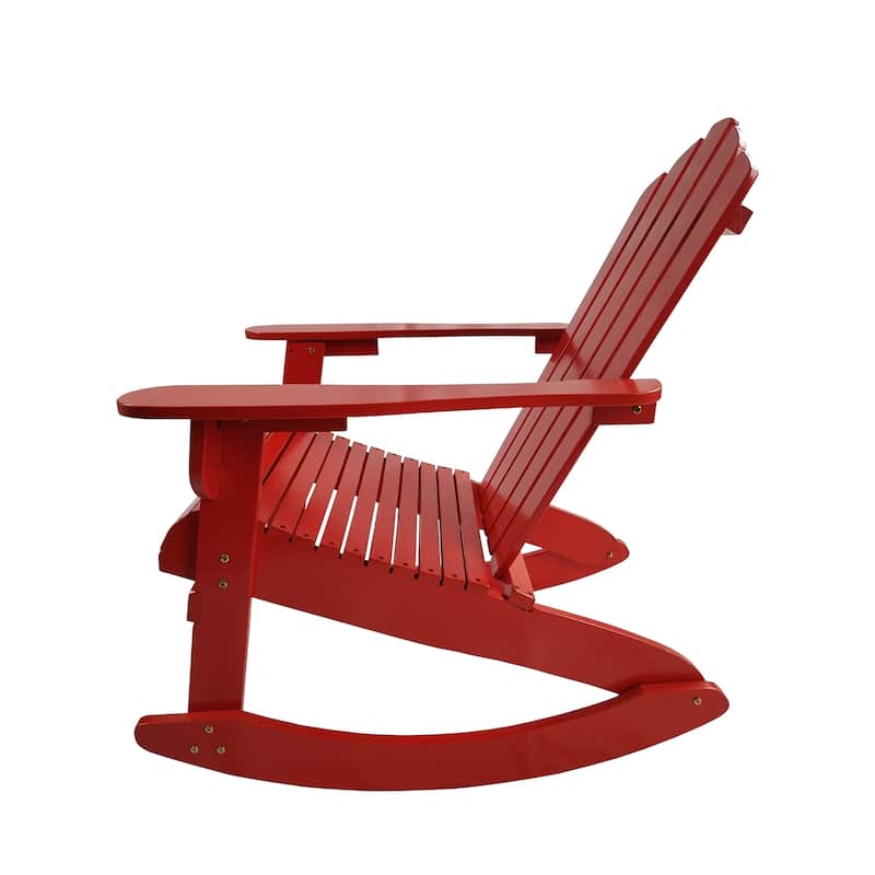 Reclining Wooden Outdoor Rocking Adirondack Chair - Red