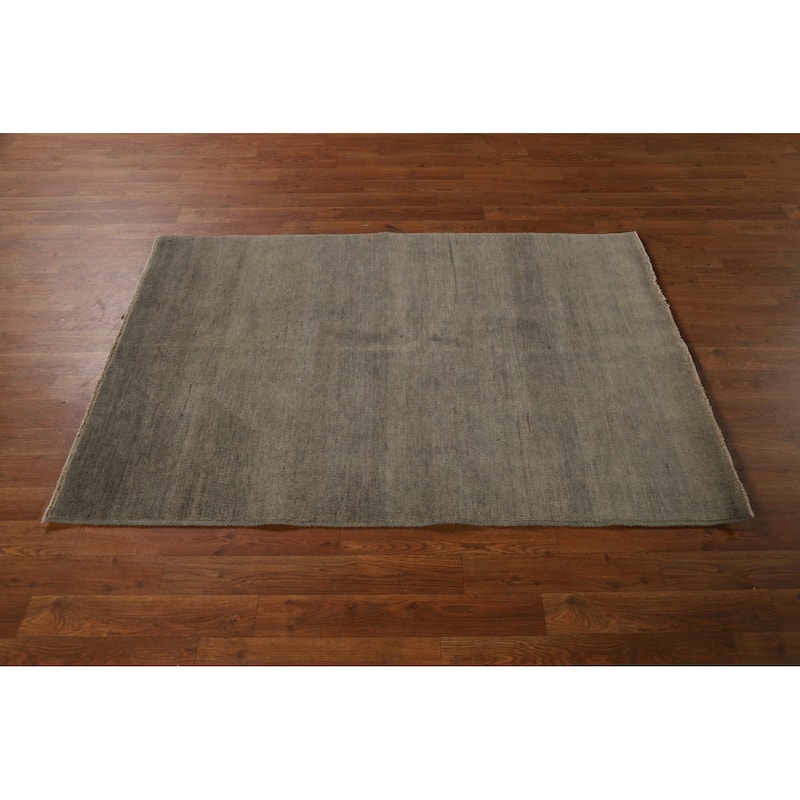 Hand Knotted Oriental 100% Wool Carpet Modern Modern Beige & Ivories Gabbeh Area Rug - 4' 10'' X 3' 4''