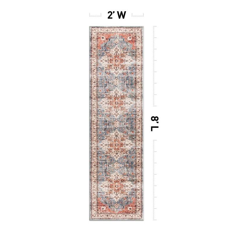 World Rug Gallery Traditional Distressed Washable Non Slip Area Rug