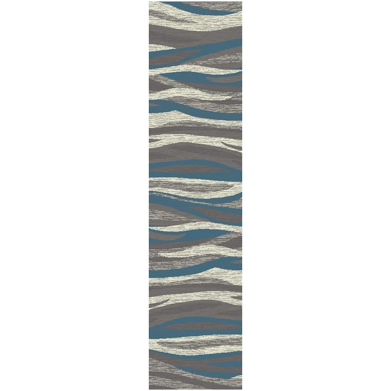 Axel Impulse Waves Striped Area Rug - 2'3"x7'7" - Grey