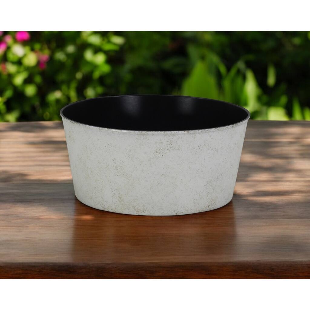 HomeRoots 12" Cream Recycled Plastic Indoor Outdoor Round Nursery Pot