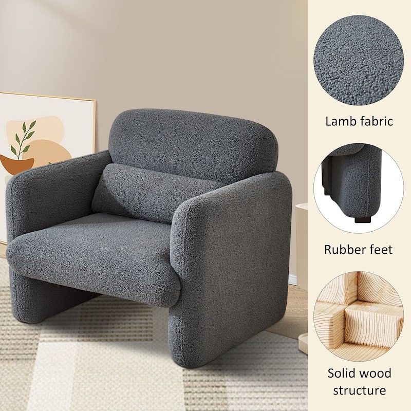 34"Lamb Fleece Fabric Sofa Chair