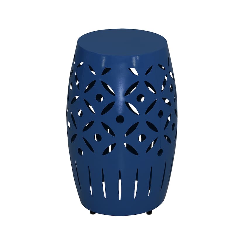 Maypex 18Inch H Geometric Cut Iron Drum End Table