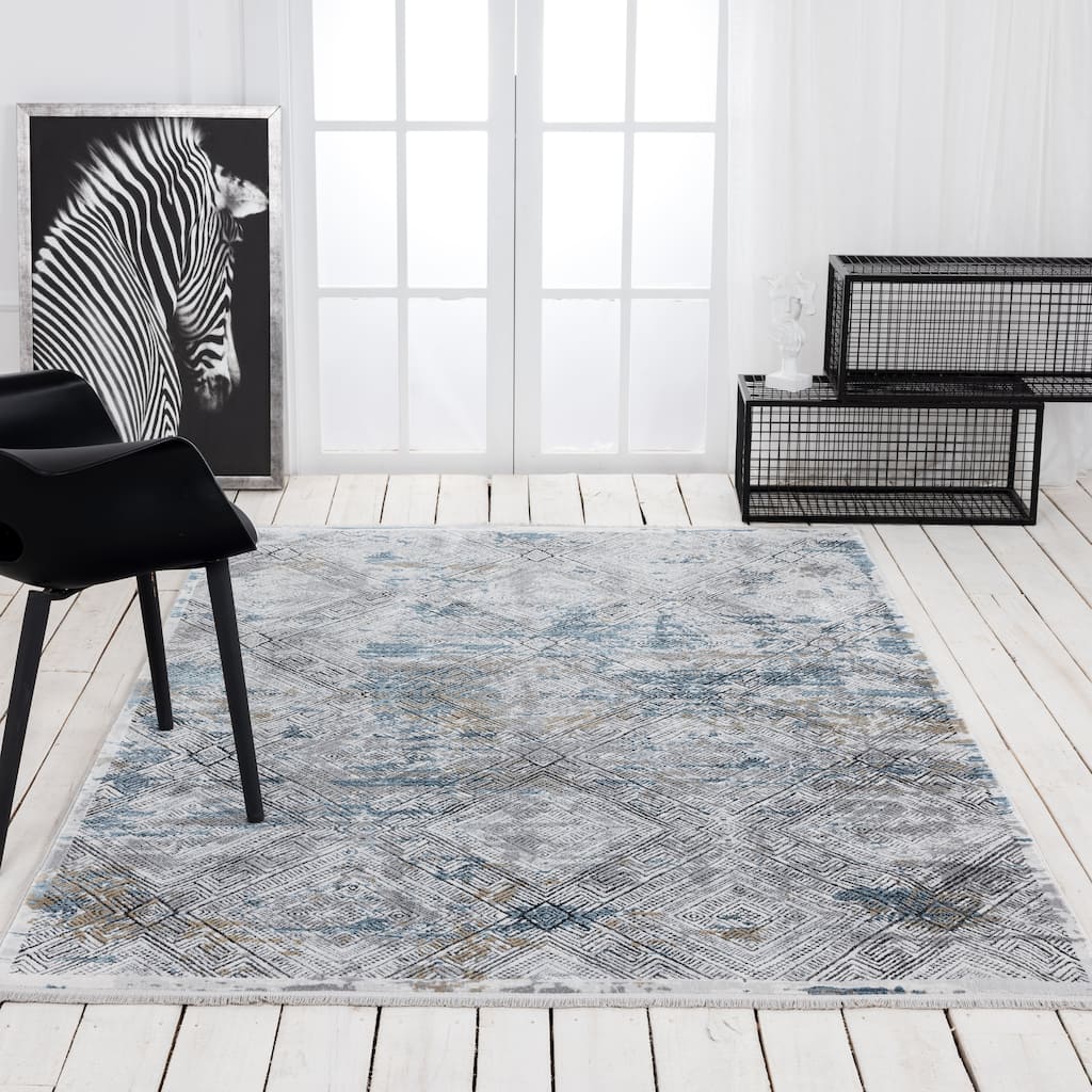 Xanthos Collection Dark Grey/Cream Area Rug