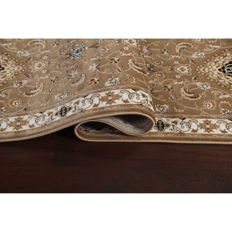 Traditional Brown Floral Oriental Tabriz Area Rug Turkish Carpet