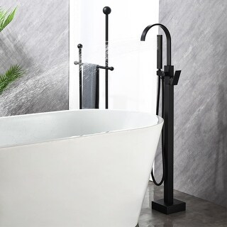 Freestanding Tub Faucet With Hand Sprayer Floor Mount Roman Bathtub Faucet Modern Waterfall Tub Filler Trim With Handheld Showe