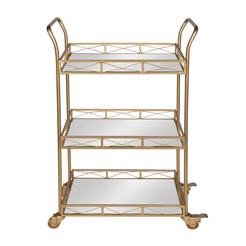 Kate and Laurel Ketia Metal and Glass 3-tiered Tray Bar Cart