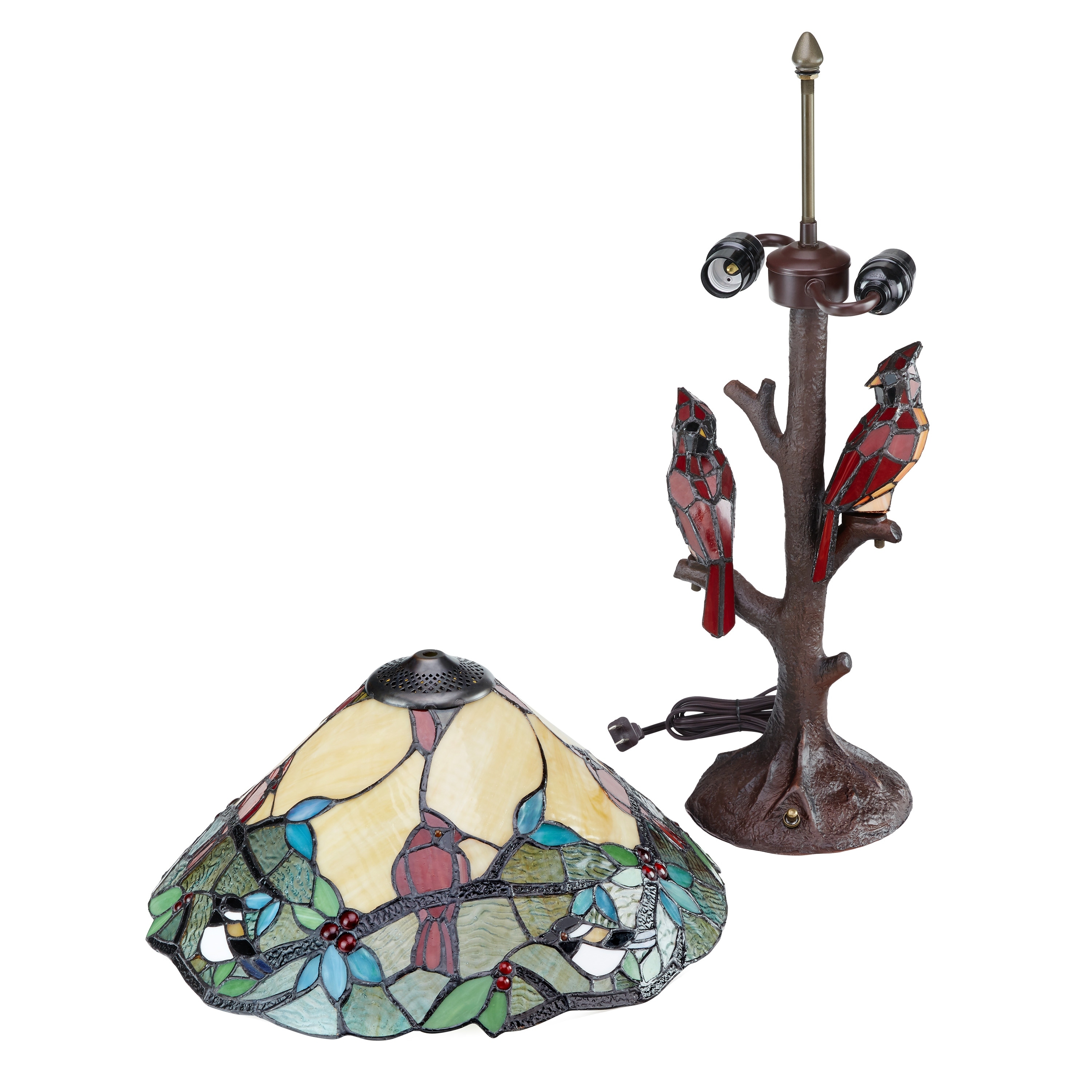 Copper Grove Tongamamao 3 light Stained Glass Cardinal Lamp 23.75 in. On Sale Bed Bath Beyond 31974477