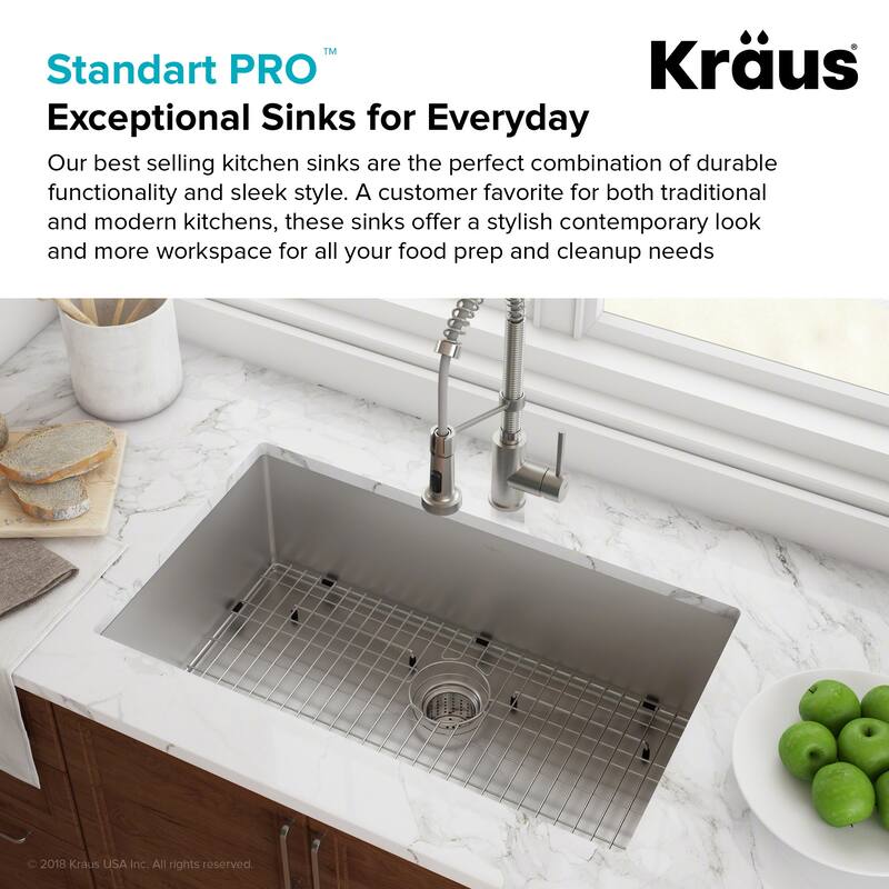 KRAUS Standart PRO Undermount Single Bowl Stainless Steel Kitchen Sink