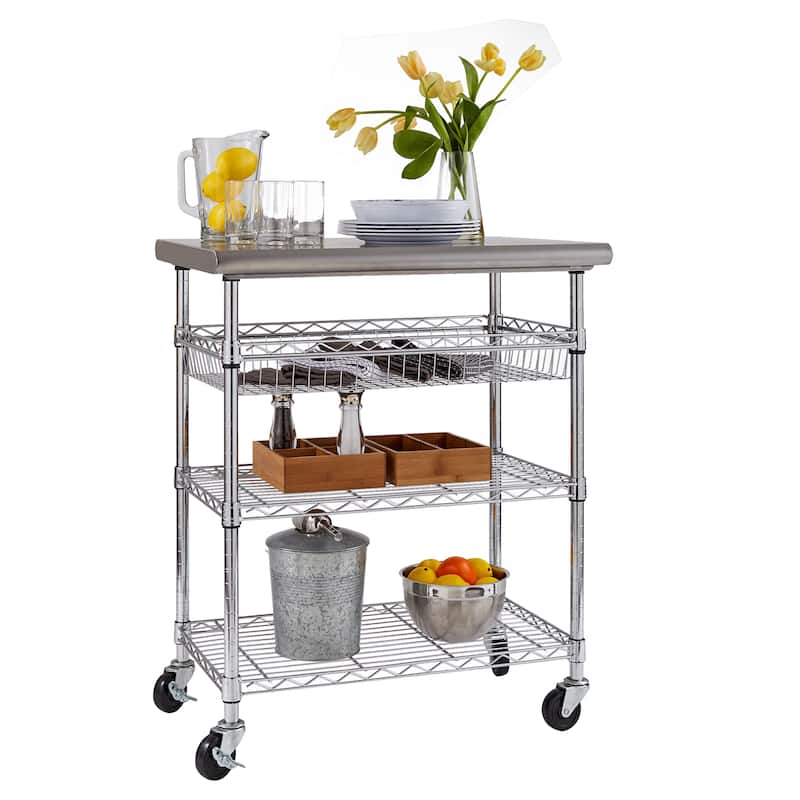 Seville Classics Stainless-Steel Utility Cart NSF, 30" W x 20" D x 36" H - N/A