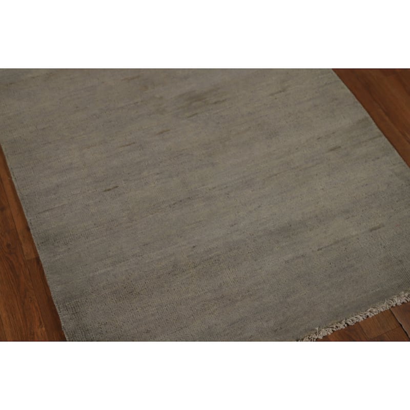 Green & Gray Gabbeh Oriental Rug Handmade Wool Carpet - 3'4" x 5'0"
