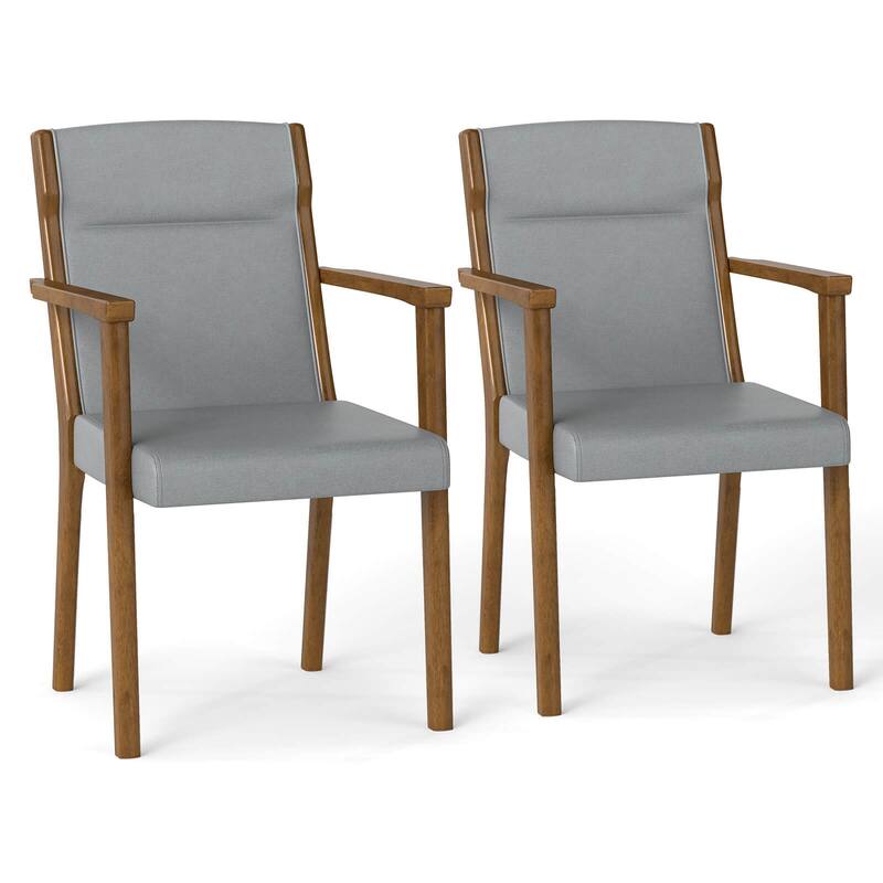 Costway 2/4 PCS Mid-Century Modern Dining Chairs Upholstered Wooden - 2 pcs - Set of 2