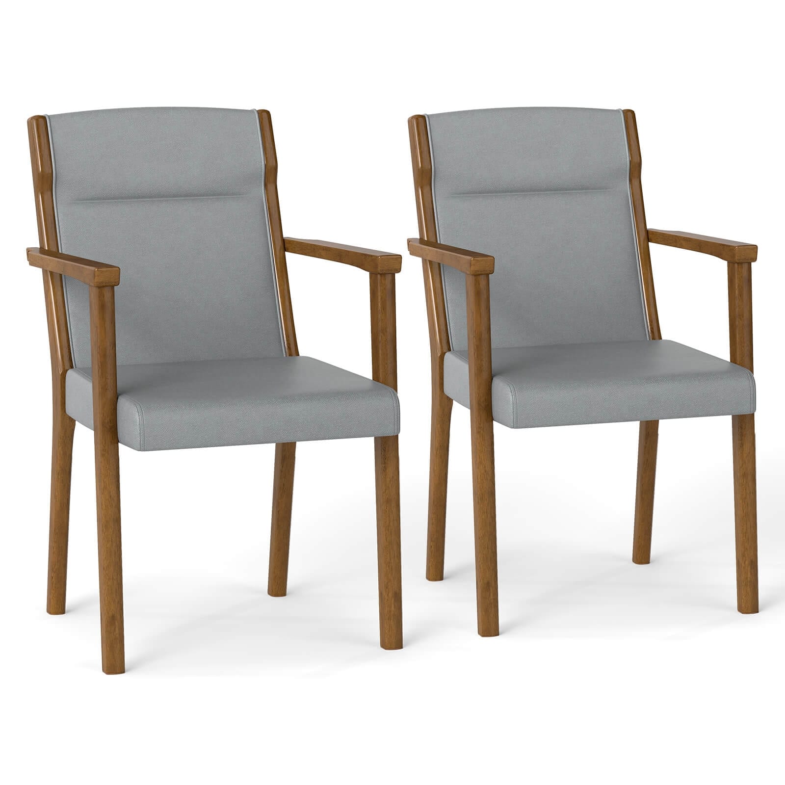 Costway 2/4 PCS Mid-Century Modern Dining Chairs Upholstered Wooden