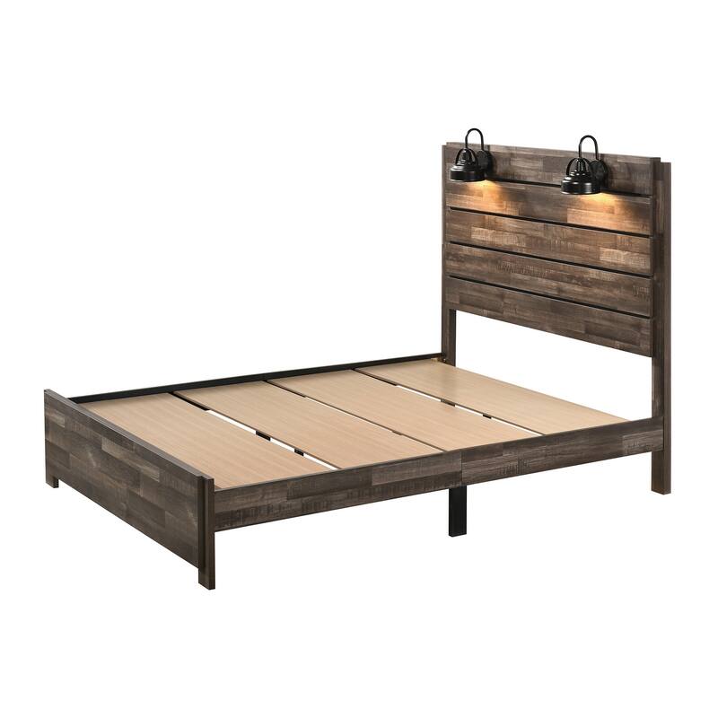 Edyth Brown LED Platform Bed