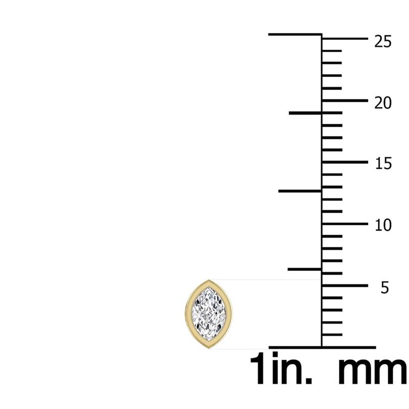 Marquee Lab Grown 1/2 Carat Marquise Bezel Set Diamond Solitaire Earrings in 14K Yellow Gold