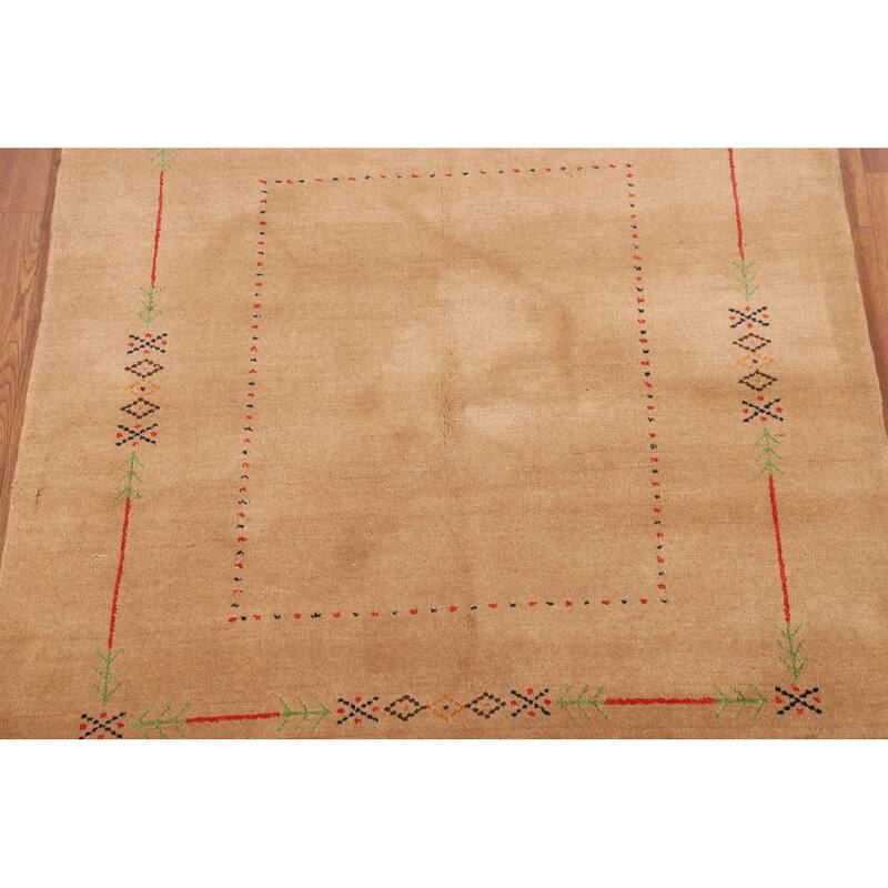 Striped Gabbeh Indian Foyer Rug Handmade Wool Carpet - 3'11"x 5'7"