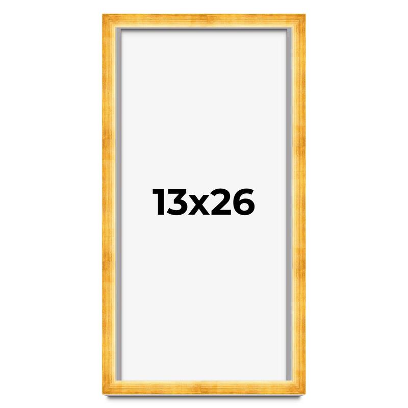 13x26 Shadow Box Frame Gold | 1.625 Inches Deep Real Wood Traditional