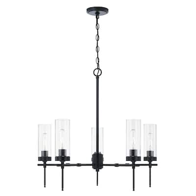 5-Light Hanging Chandelier w/ Clear Glass Shades