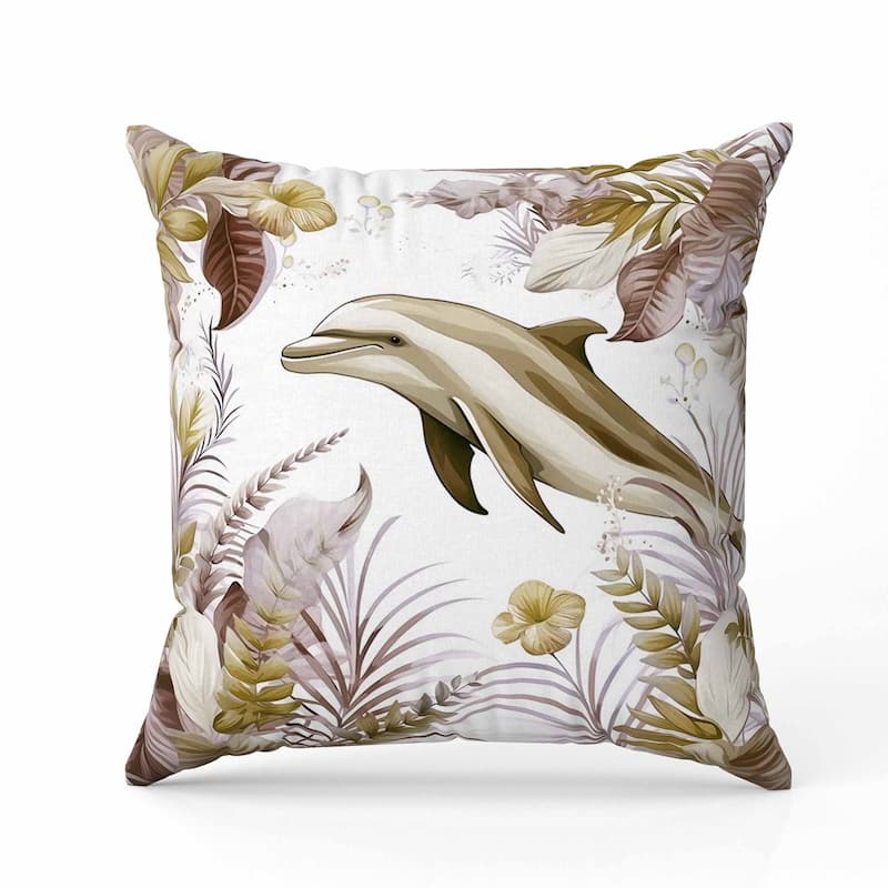 Dolphin Haven Faux Suede Reversible Throw Pillow Brown and Olive