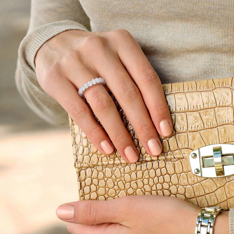 Miadora 3 1/2ct TDW Oval Diamond Eternity Ring in 14k White Gold