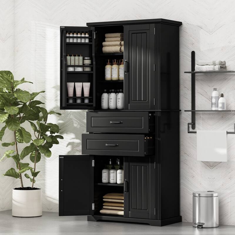 Classic Freestanding Storage Cabinet with Adjustable Shelves and Drawers