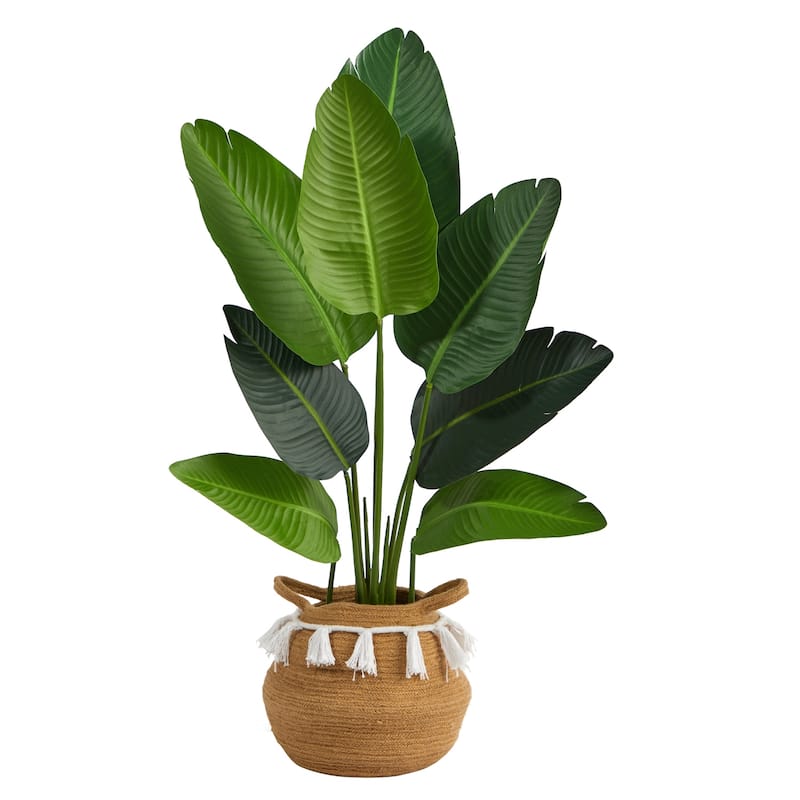 Artificial Palm Tree 4ft with Planter - Modern Indoor Tropical Tree Décor, Boho Home Accent - Green - 51-60 Inches