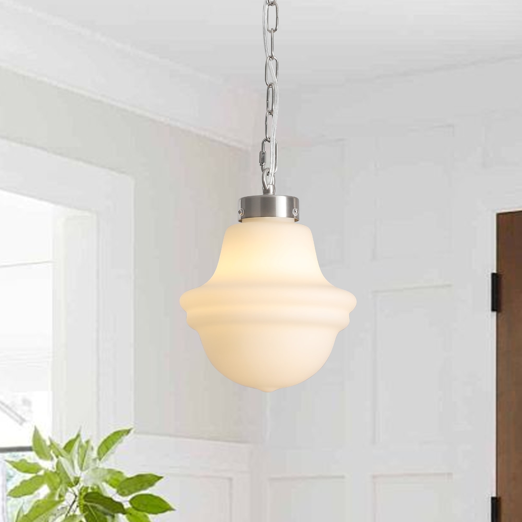 Modern 1-Light Milk White Glass Pendant Light for Kitchen Island