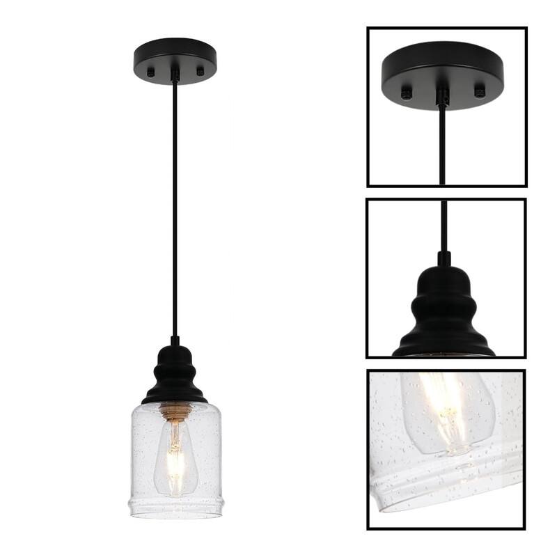 6.29” Hanging lighting black seeded glass island lights glass, metal pendant light