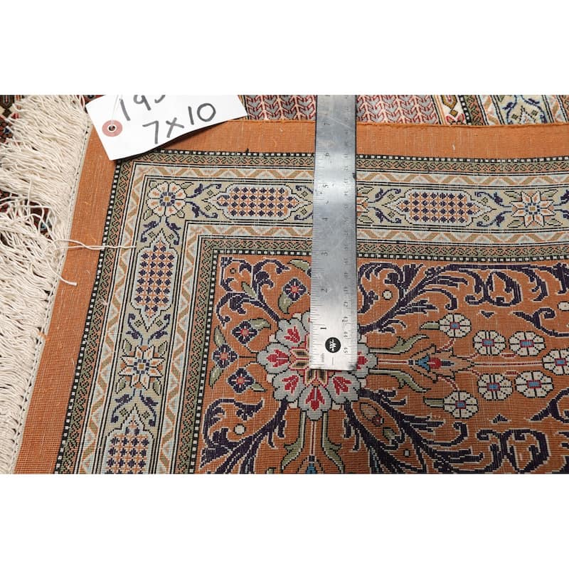 7x10 Hand Knotted Caramel Qum All Silk Traditional 600 KPSI Rug - 7' x 10'