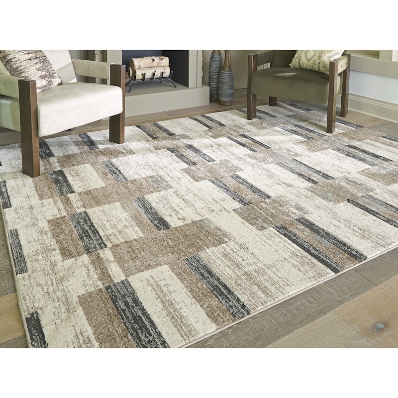 Signature Design by Ashley Alstone Brown/Beige Area Rug - 95" W x  119" D x  0.3" H