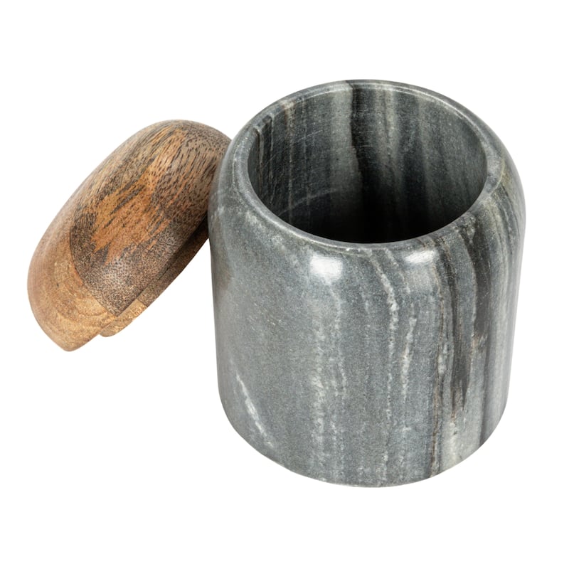 Marble and Mango Wood Pinch Pot with Lid