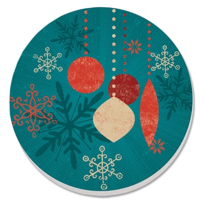 Retro Ornaments 4 Pack Absorbent Stone Coaster with Protective Cork Backing Made in The USA 4" Round, Easily Wipes Clean