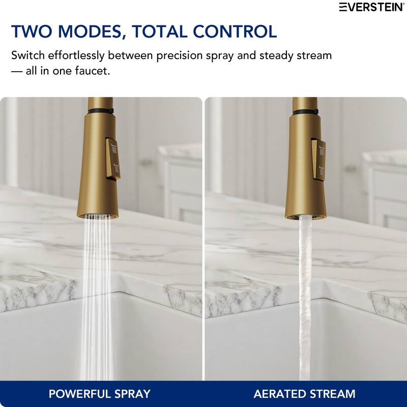 Single Handle Pull Down Kitchen Faucet with Sprayer Brass Swivels 360° Kitchen Faucet