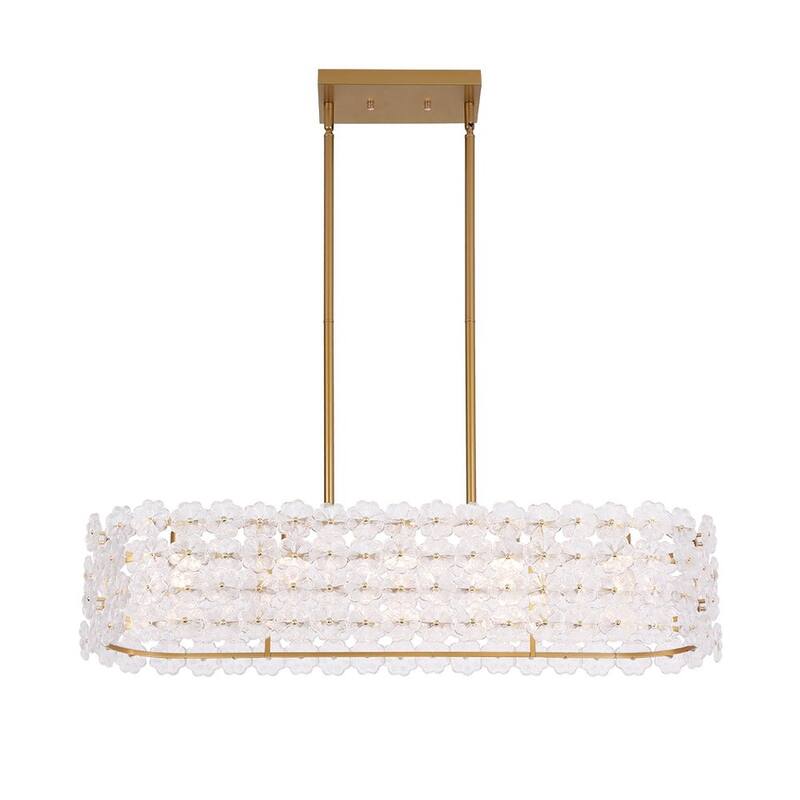 Glam 5-Light Glass Blossom Lantern Linear Island Chandelier 36.2 in