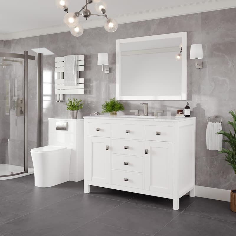 Eviva Artemis Bathroom Vanity with White Engineered Stone Countertop and Undermount Porcelain Sink