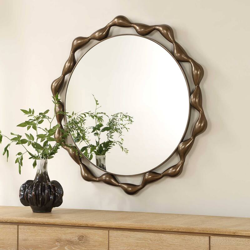 Uttermost Remolino Round Bronze Mirror - 36.00" W x 36.00" H x 2.50" D