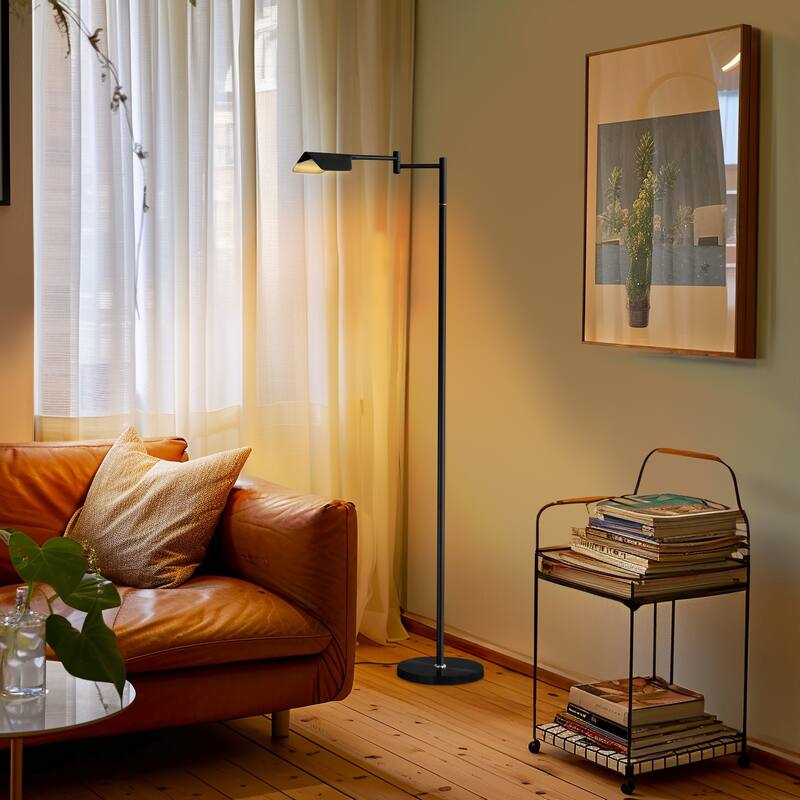 Brightech Leaf 53 in. Industrial 3-Way Dimming LED Floor Lamp with Brass Metal Empire Shade
