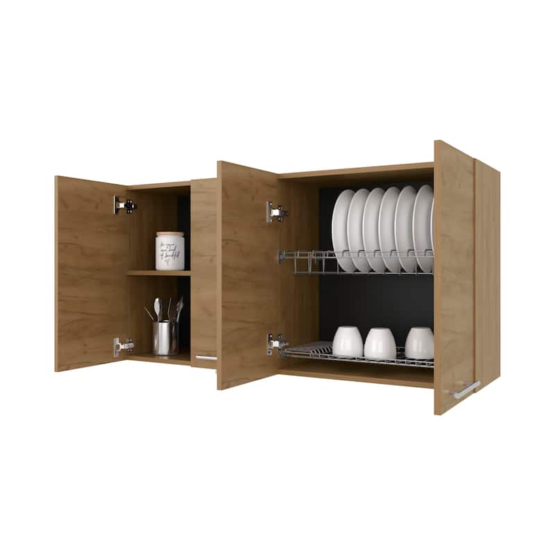 Lyman Wall Cabinet kitchen in Melamine wit 4 Doors , Natural Oak