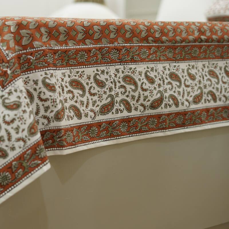 Fabdivine Cotton Hand Block Floral Flat Sheet Bed Room Home Décor Accent Gift