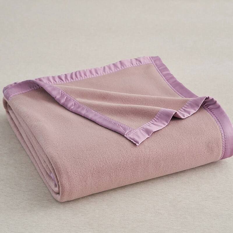 Satin Fleece Blanket Satin Binding Edges Queen Woodrose Bed Bath
