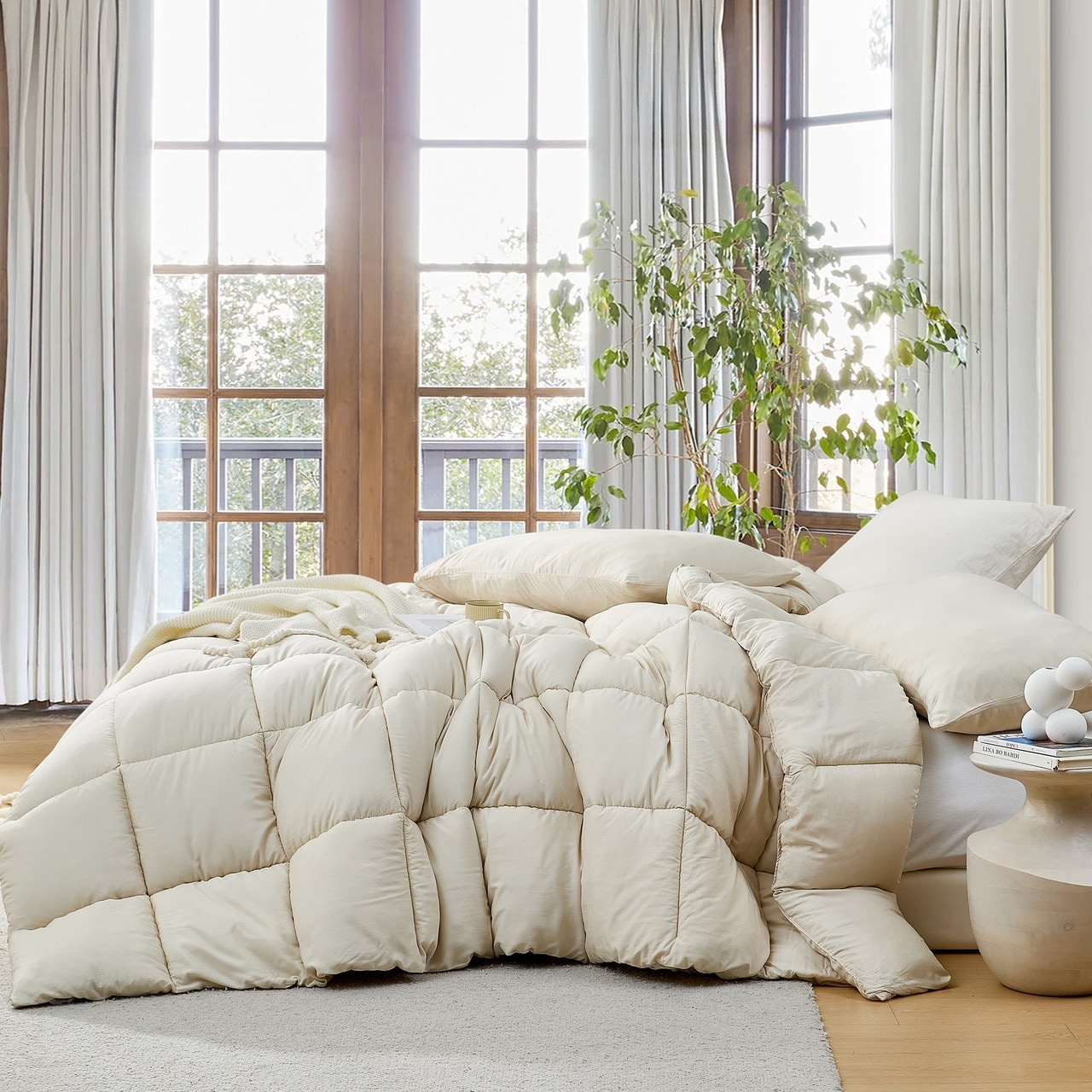 Rainbow Ruched Ultra Soft Microfiber Comforter Set with Rainbow Shaped Pillow & Ruffle Pillow